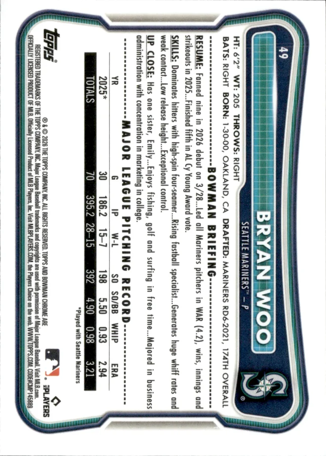Bryan Woo card back