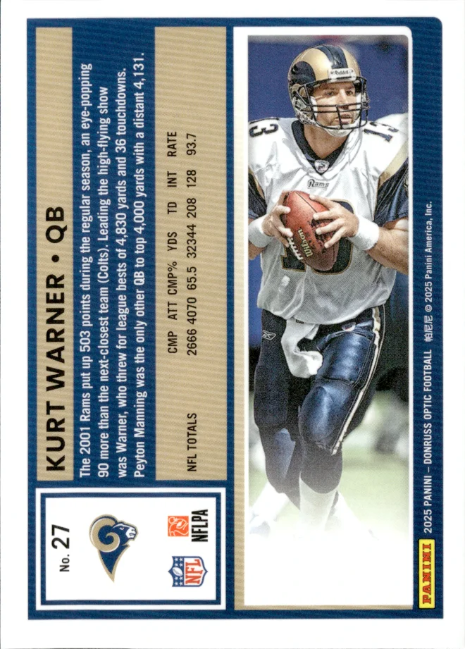 Kurt Warner card back