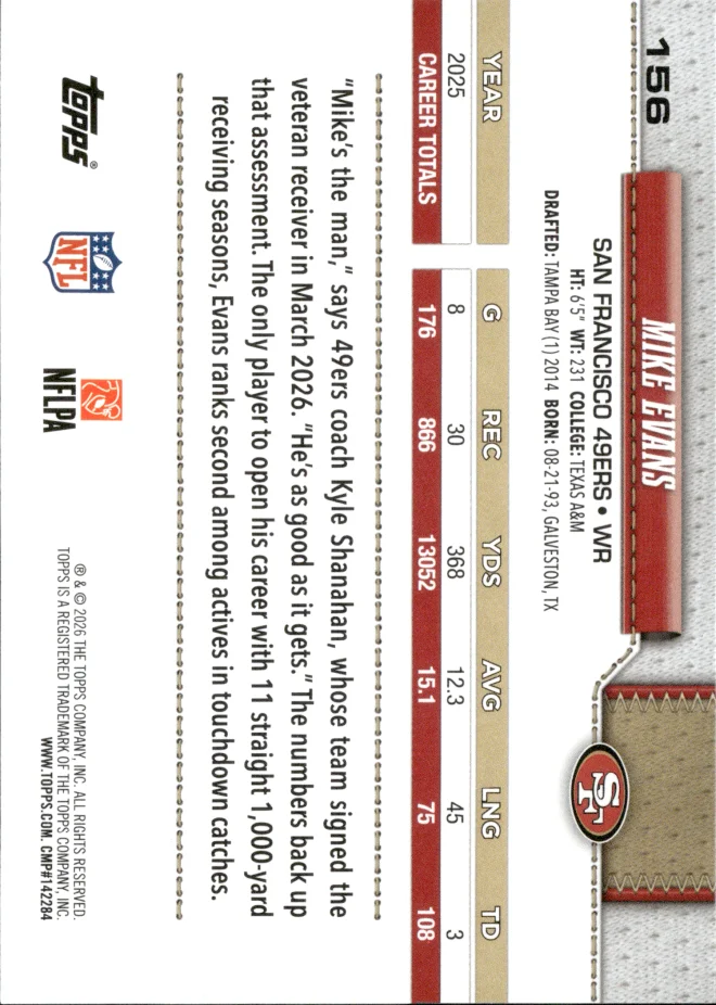 Mike Evans card back