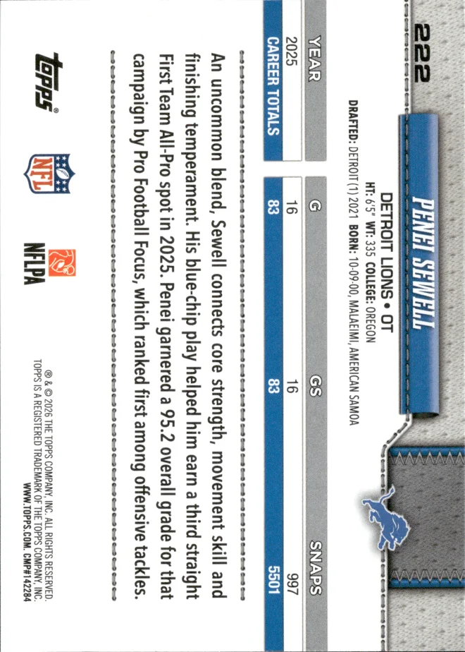 Penei Sewell card back