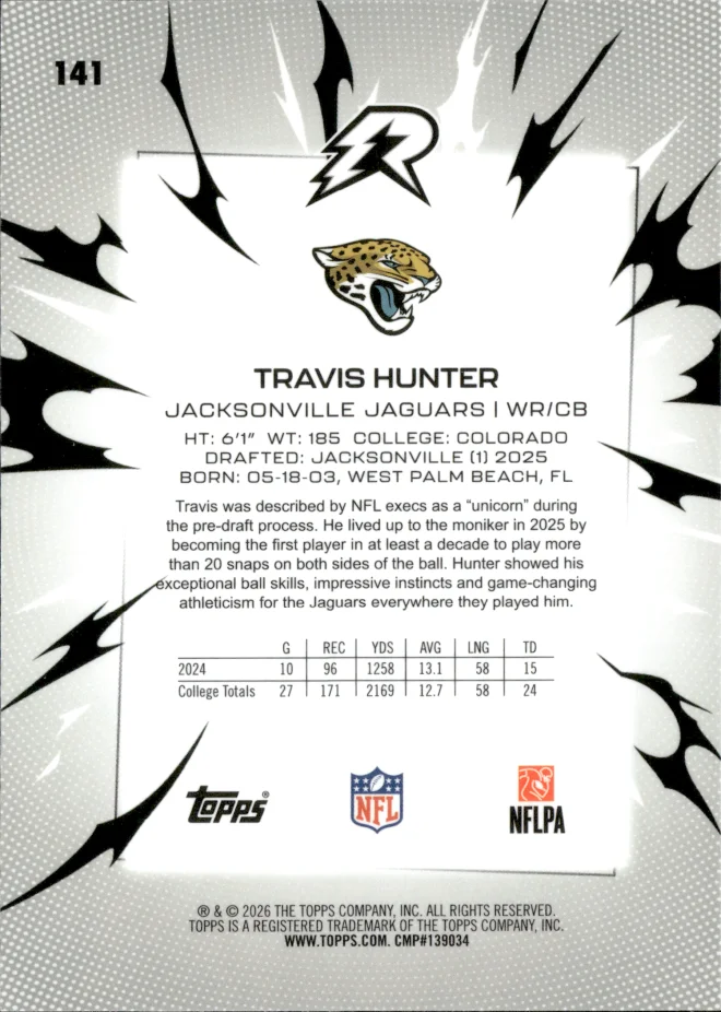 Travis Hunter card back