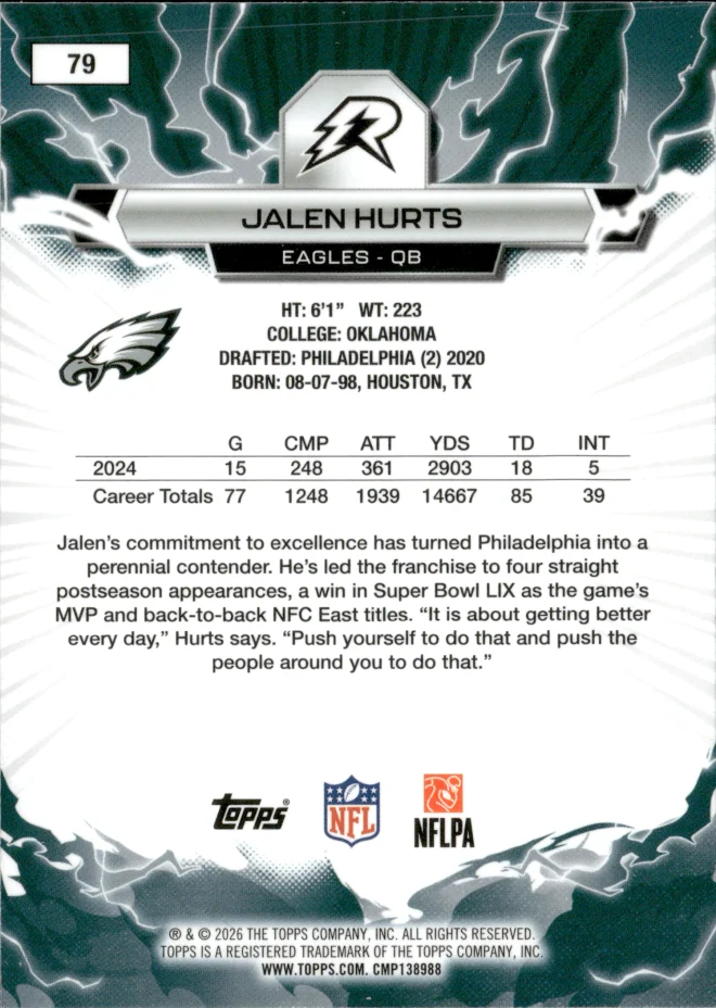 Jalen Hurts card back