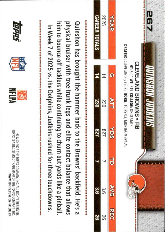 Quinshon Judkins card back