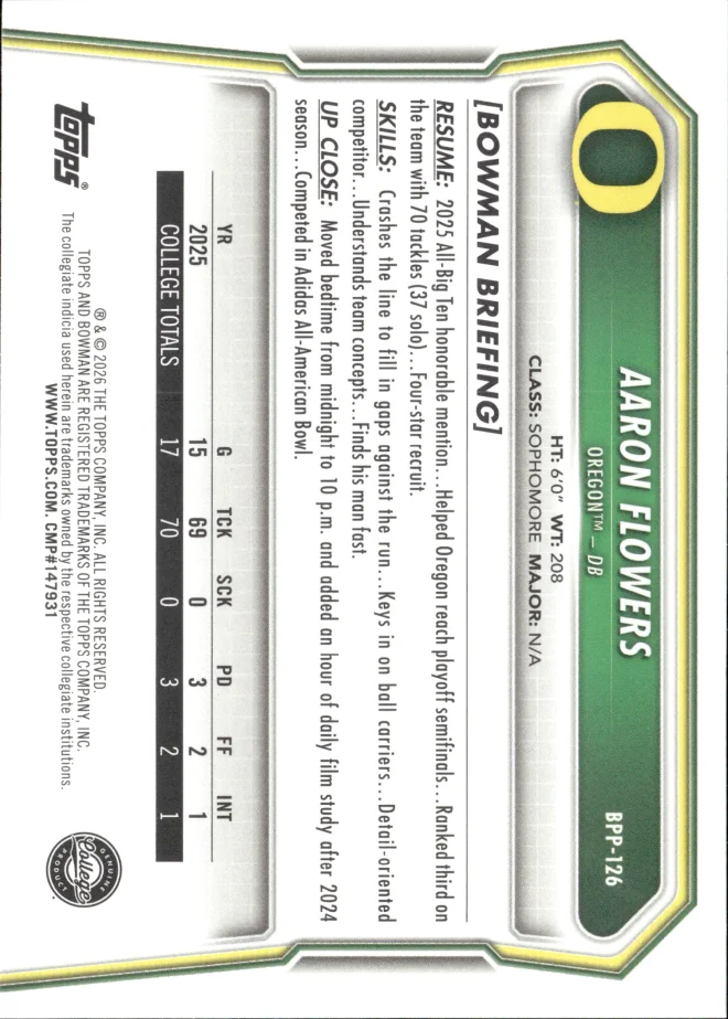 Aaron Flowers card back