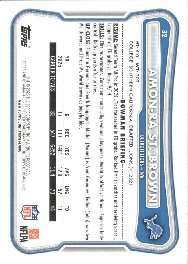 Amon-Ra St. Brown card back