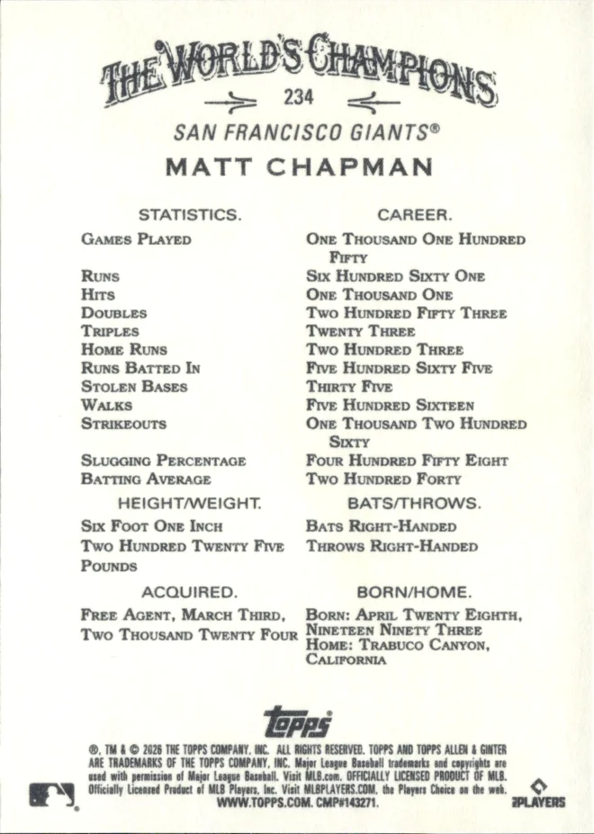 Matt Chapman card back