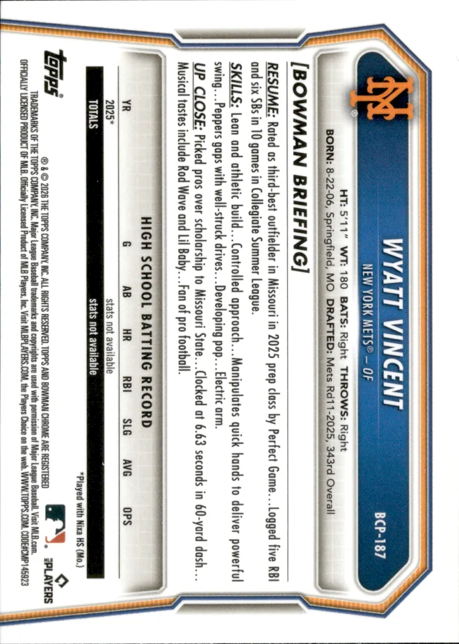 Wyatt Vincent card back