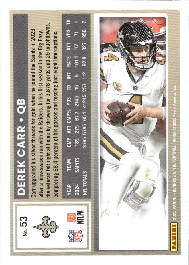 Derek Carr card back
