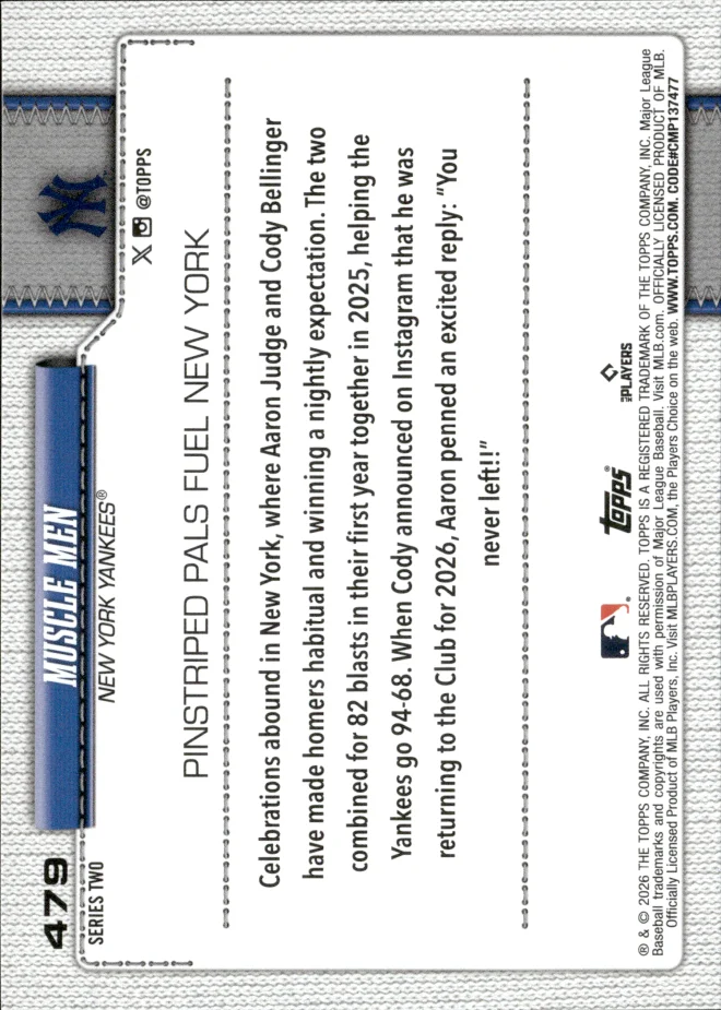 Aaron Judge / Cody Bellinger card back