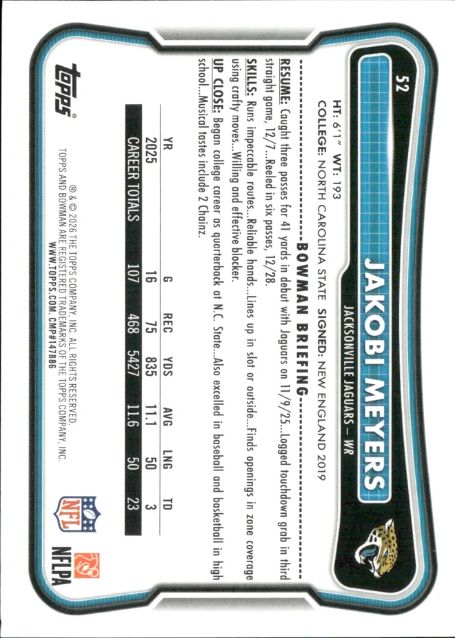 Jakobi Meyers card back