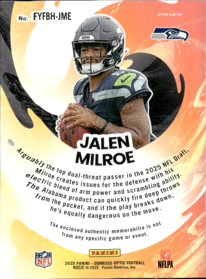 Jalen Milroe card back