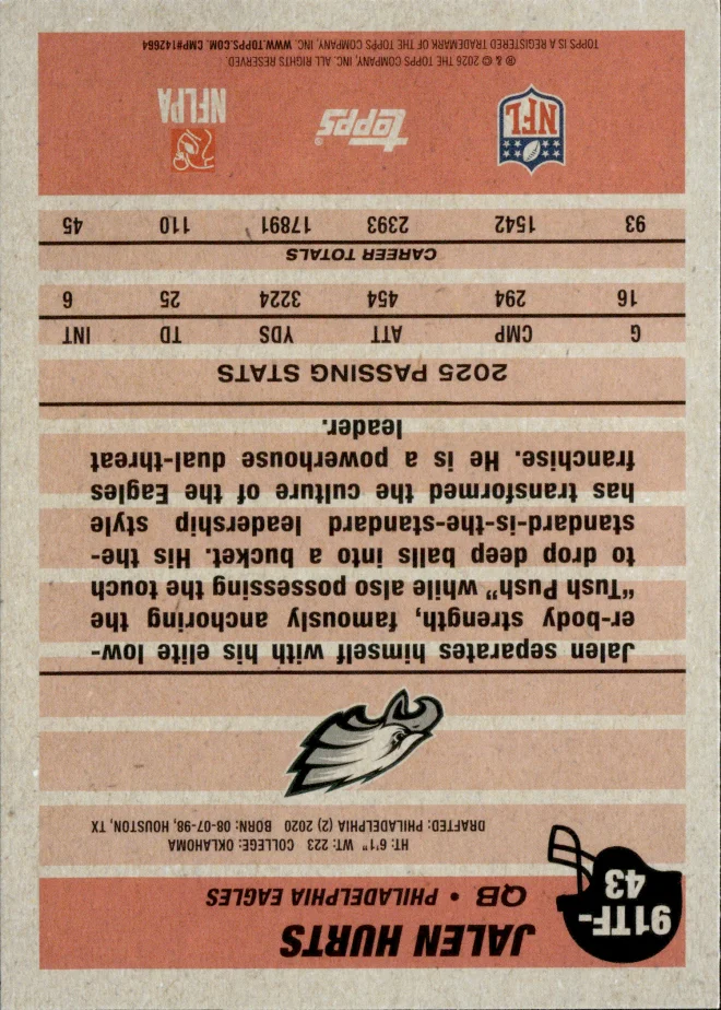 Jalen Hurts card back