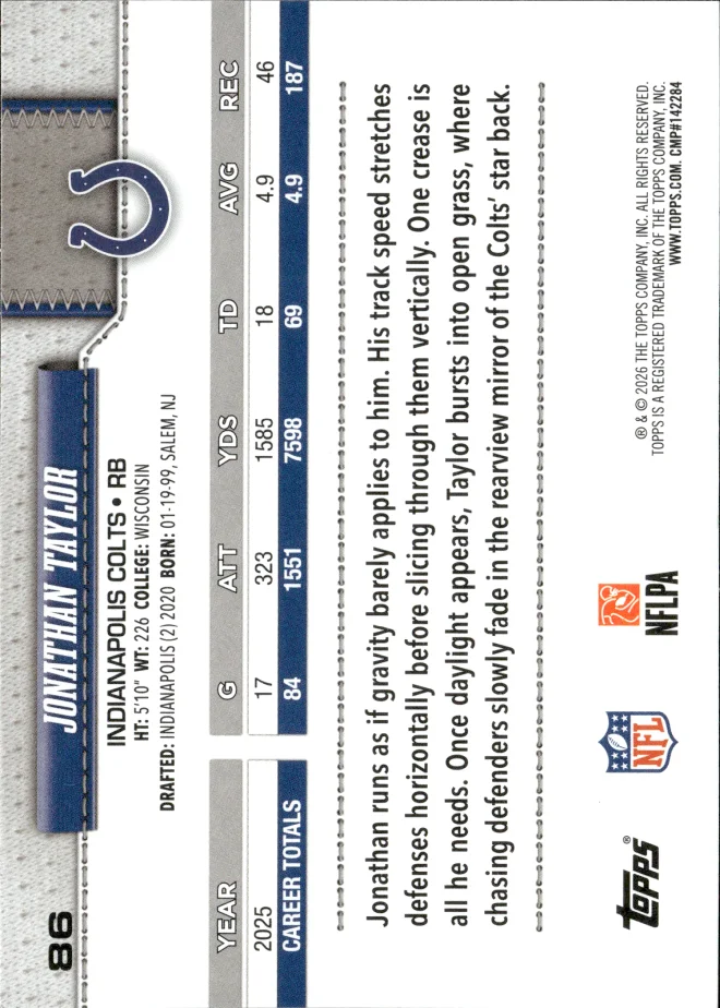 Jonathan Taylor card back