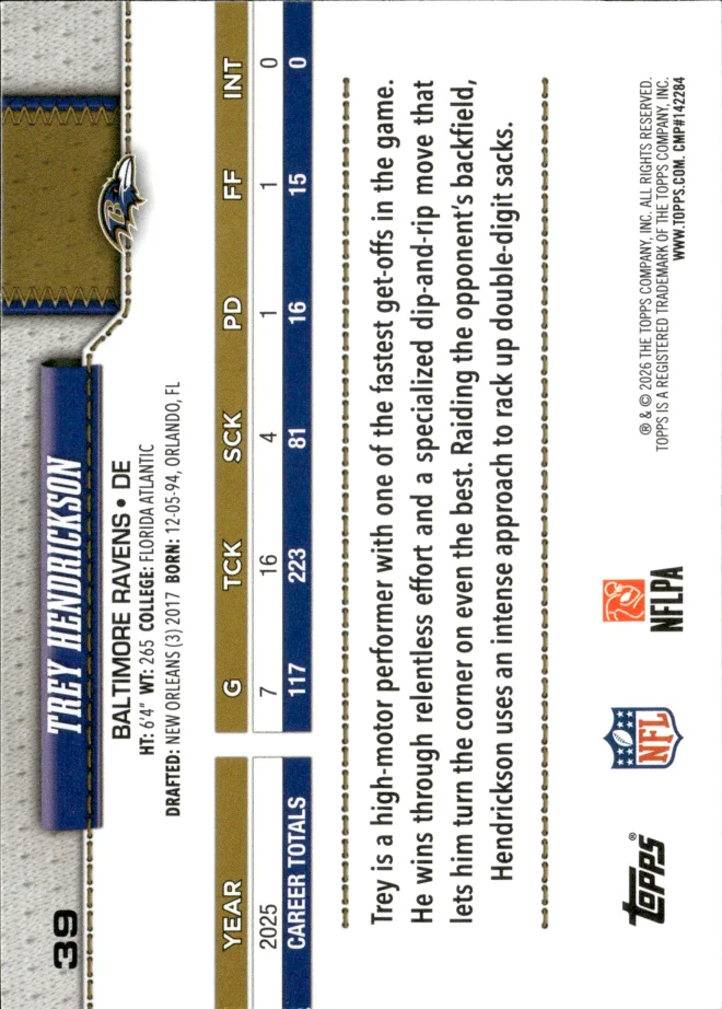 Trey Hendrickson card back