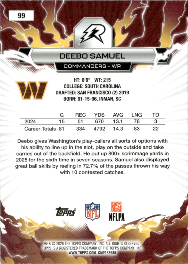 Deebo Samuel card back