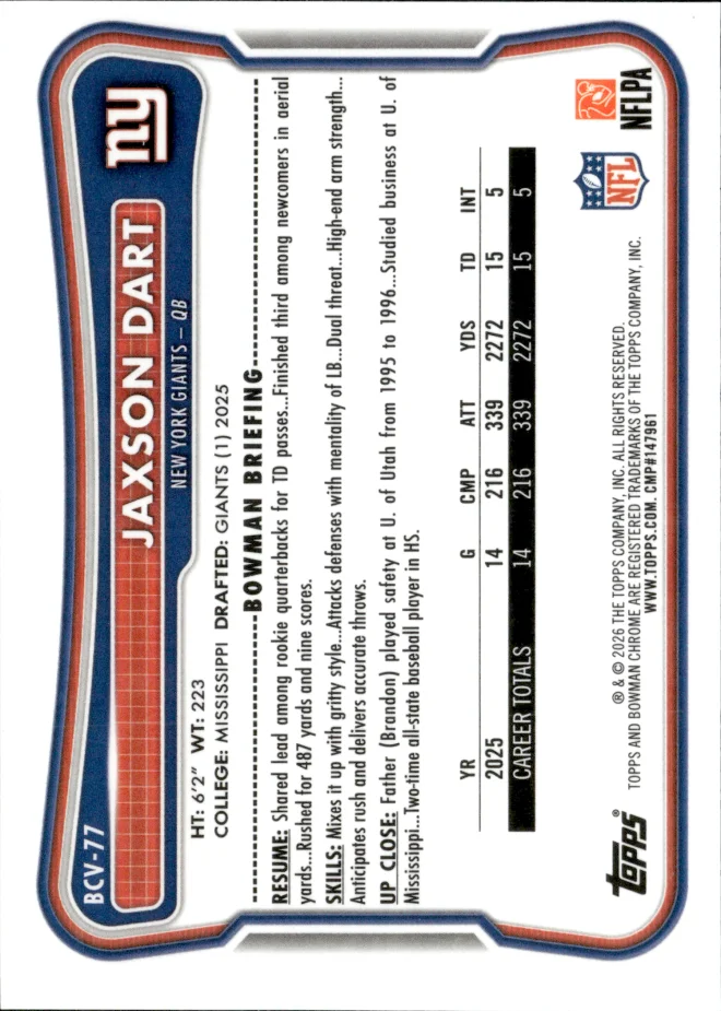 Jaxson Dart card back