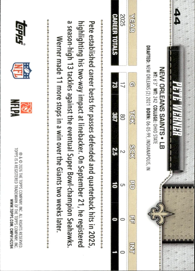 Pete Werner card back