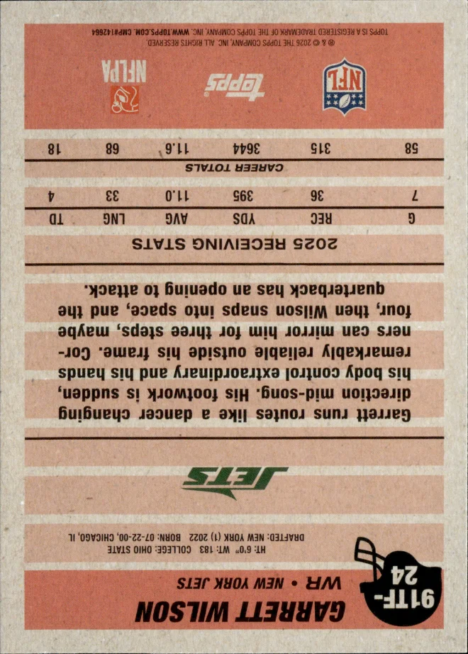 Garrett Wilson card back