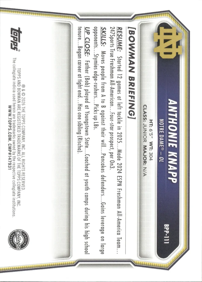 Anthonie Knapp card back
