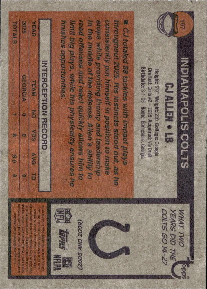 CJ Allen card back