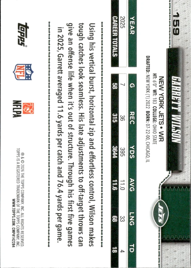 Garrett Wilson card back