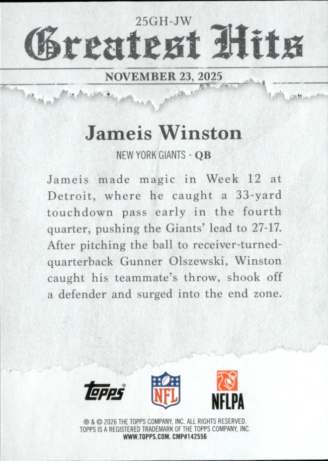 Jameis Winston card back