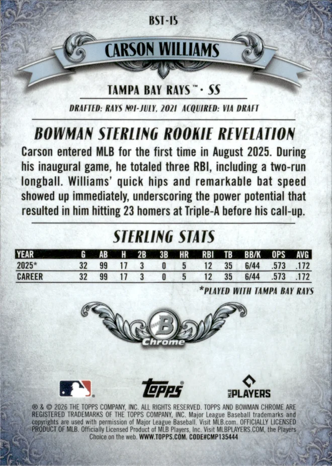 Carson Williams card back