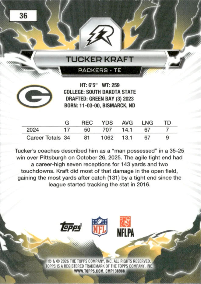 Tucker Kraft card back