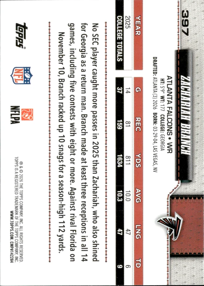 Zachariah Branch card back