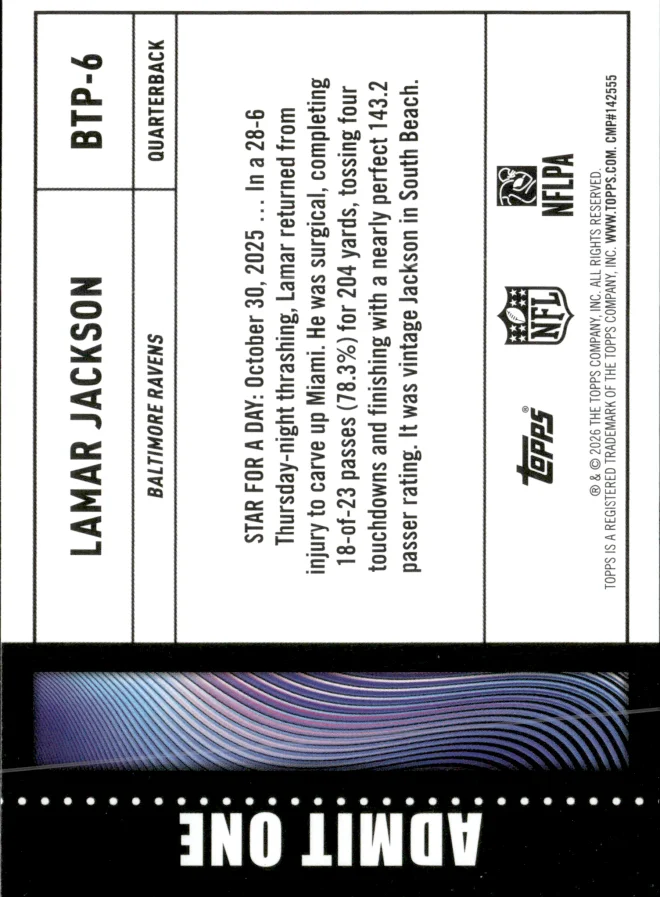 Lamar Jackson card back