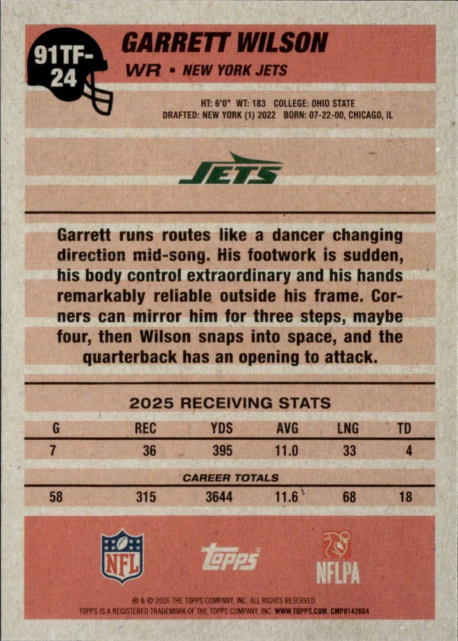 Garrett Wilson card back