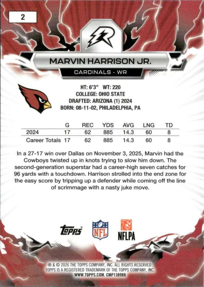 Marvin Harrison Jr. card back