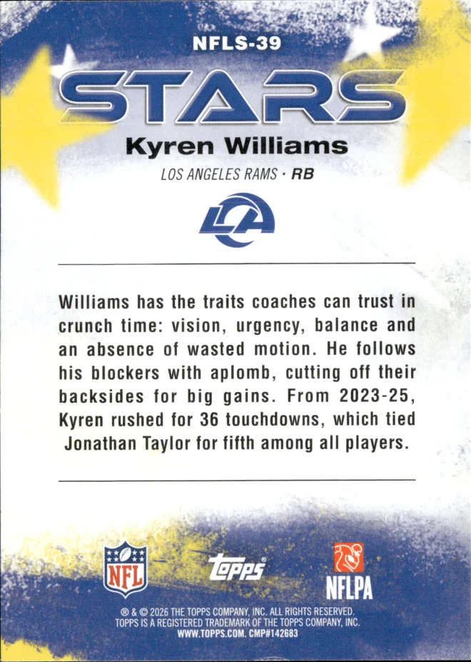 Kyren Williams card back