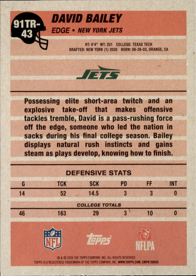 David Bailey card back