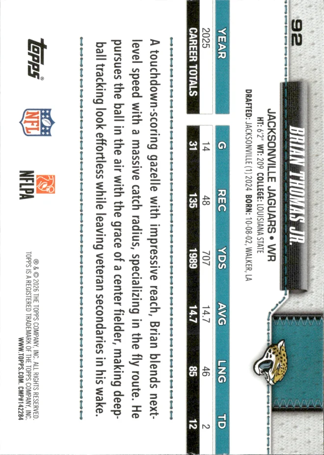 Brian Thomas Jr. card back