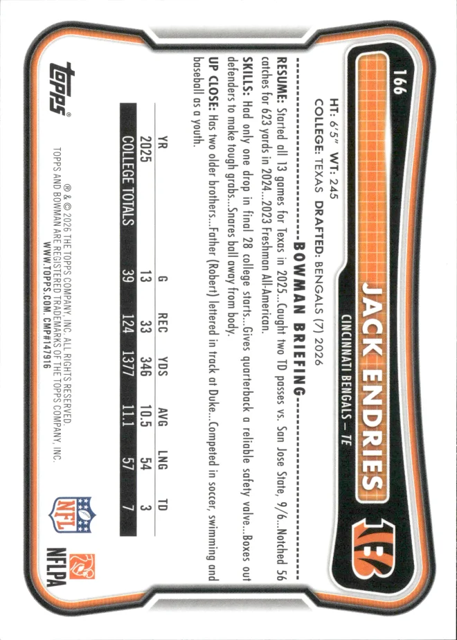 Jack Endries card back