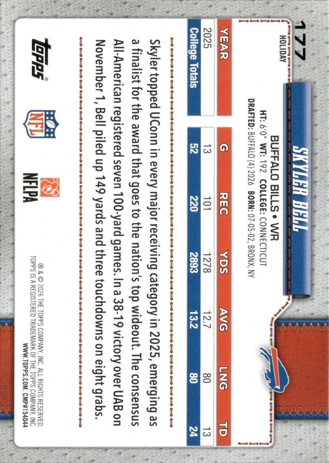 Skyler Bell card back
