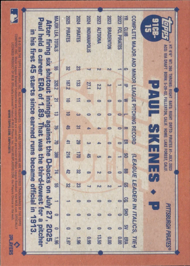 Paul Skenes card back
