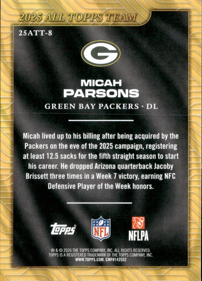 Micah Parsons card back