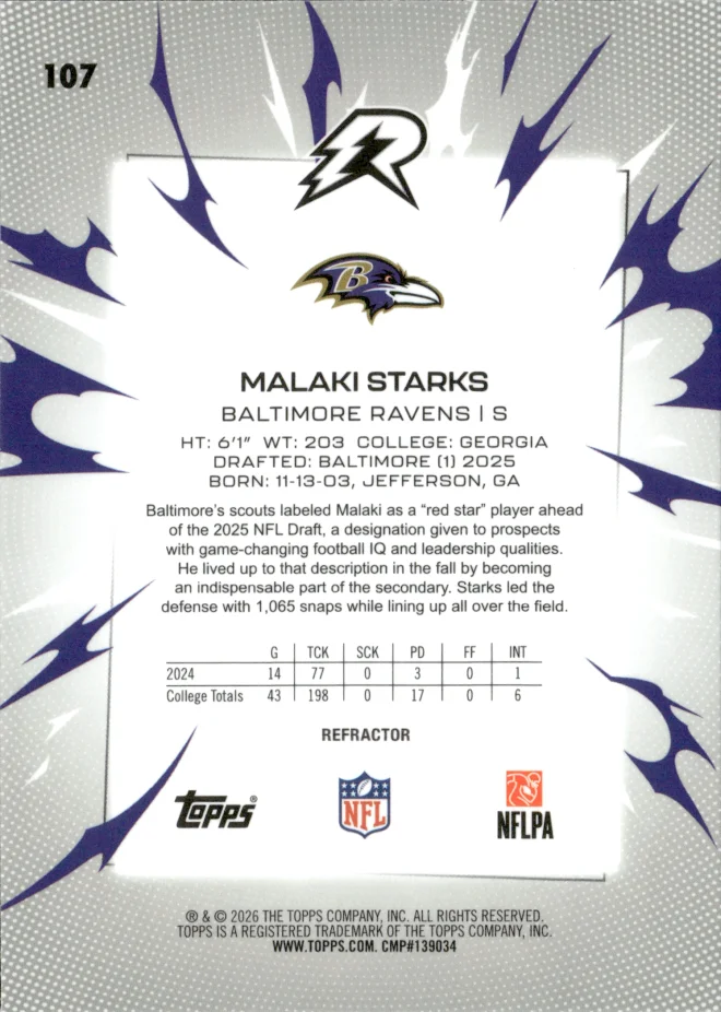 Malaki Starks card back