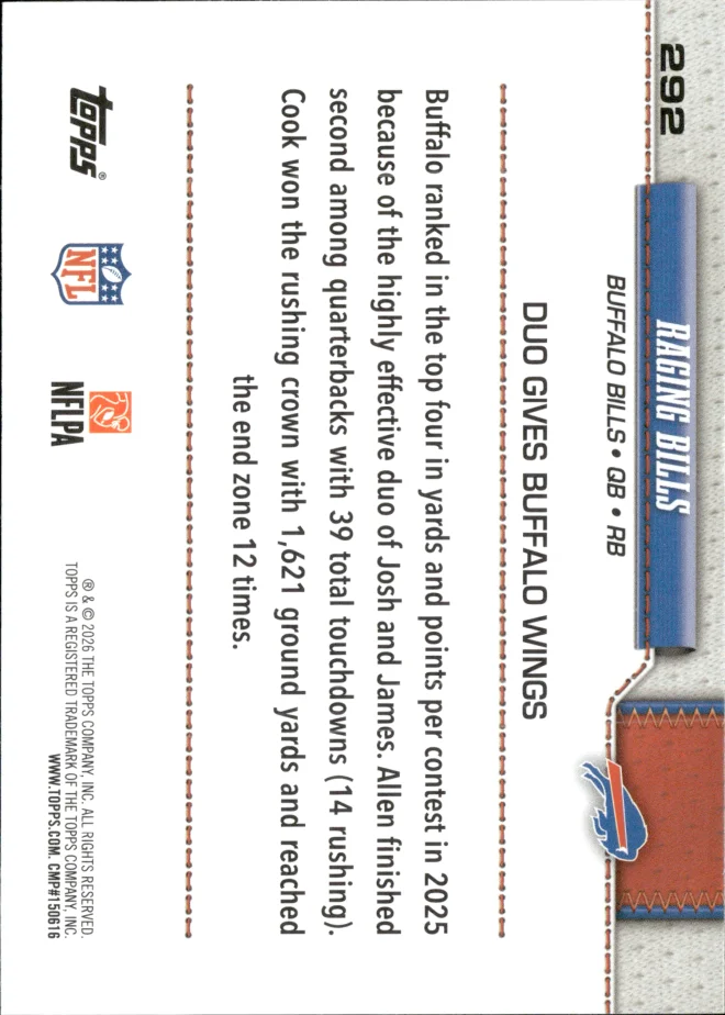 Josh Allen / James Cook card back