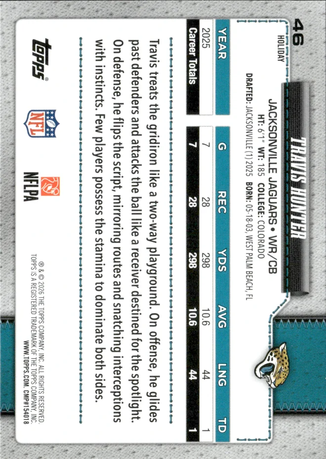 Travis Hunter card back