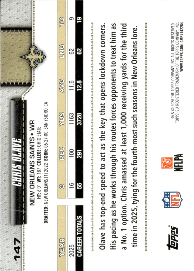 Chris Olave card back