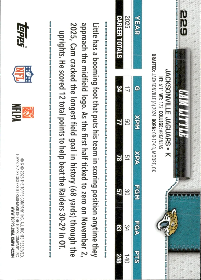Cam Little card back