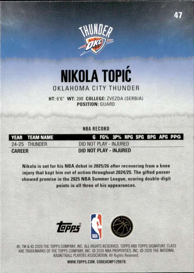 Nikola Topić card back