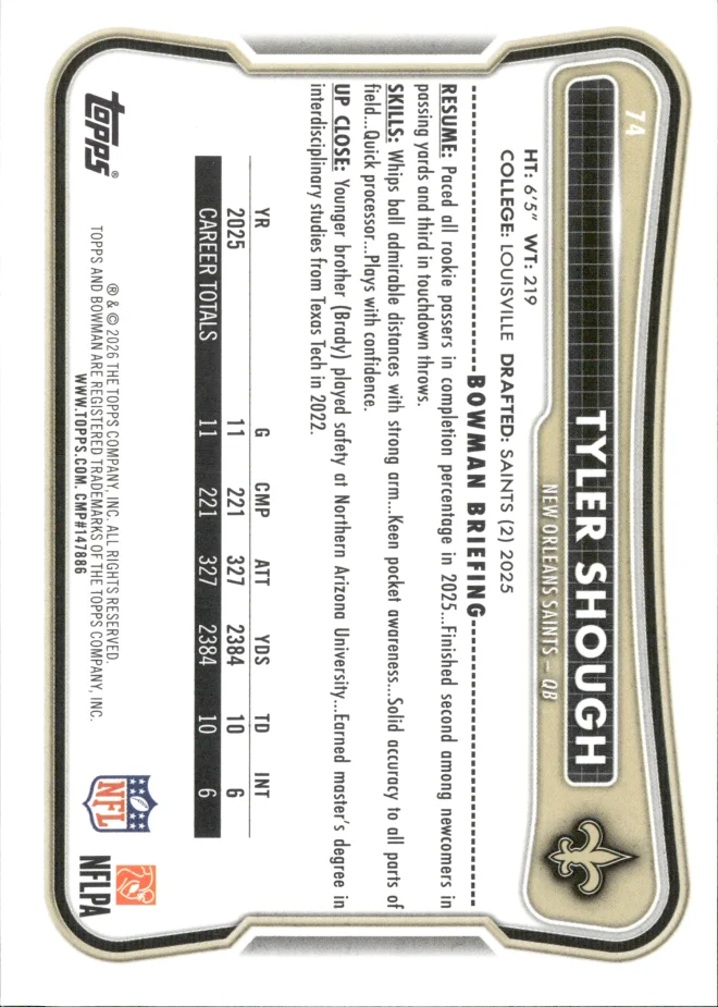 Tyler Shough card back
