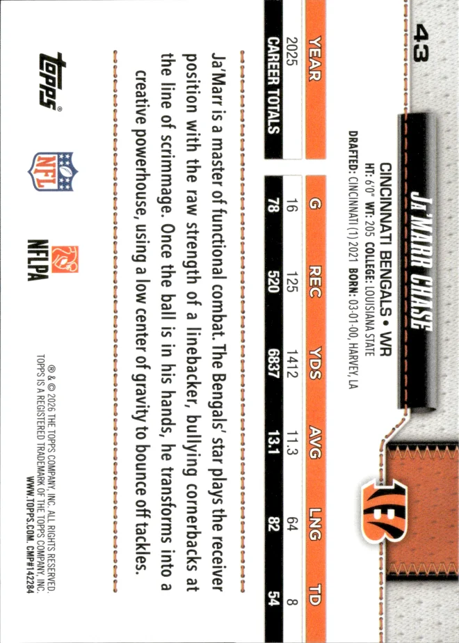 Ja'Marr Chase card back