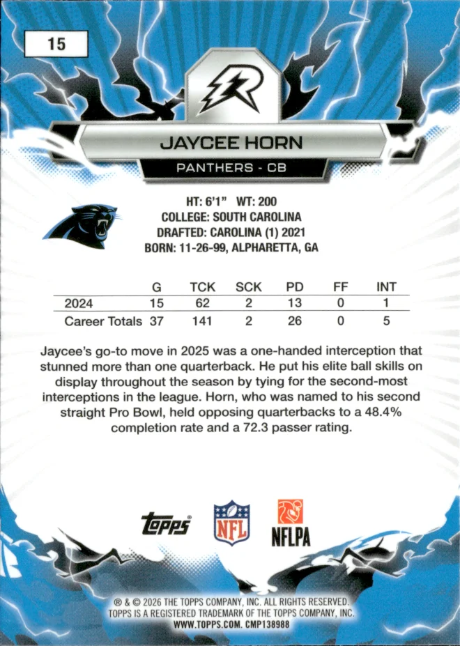 Jaycee Horn card back