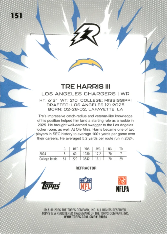 Tre Harris III card back