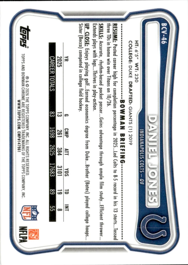 Daniel Jones card back